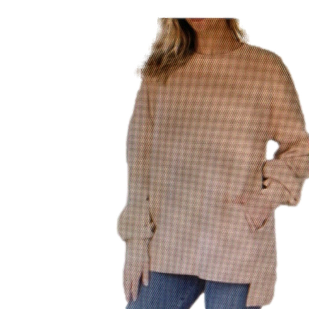 Hi-Low Crew Neck Fleece-Lined with Pockets
